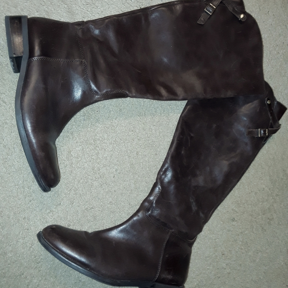 Brown leather boots